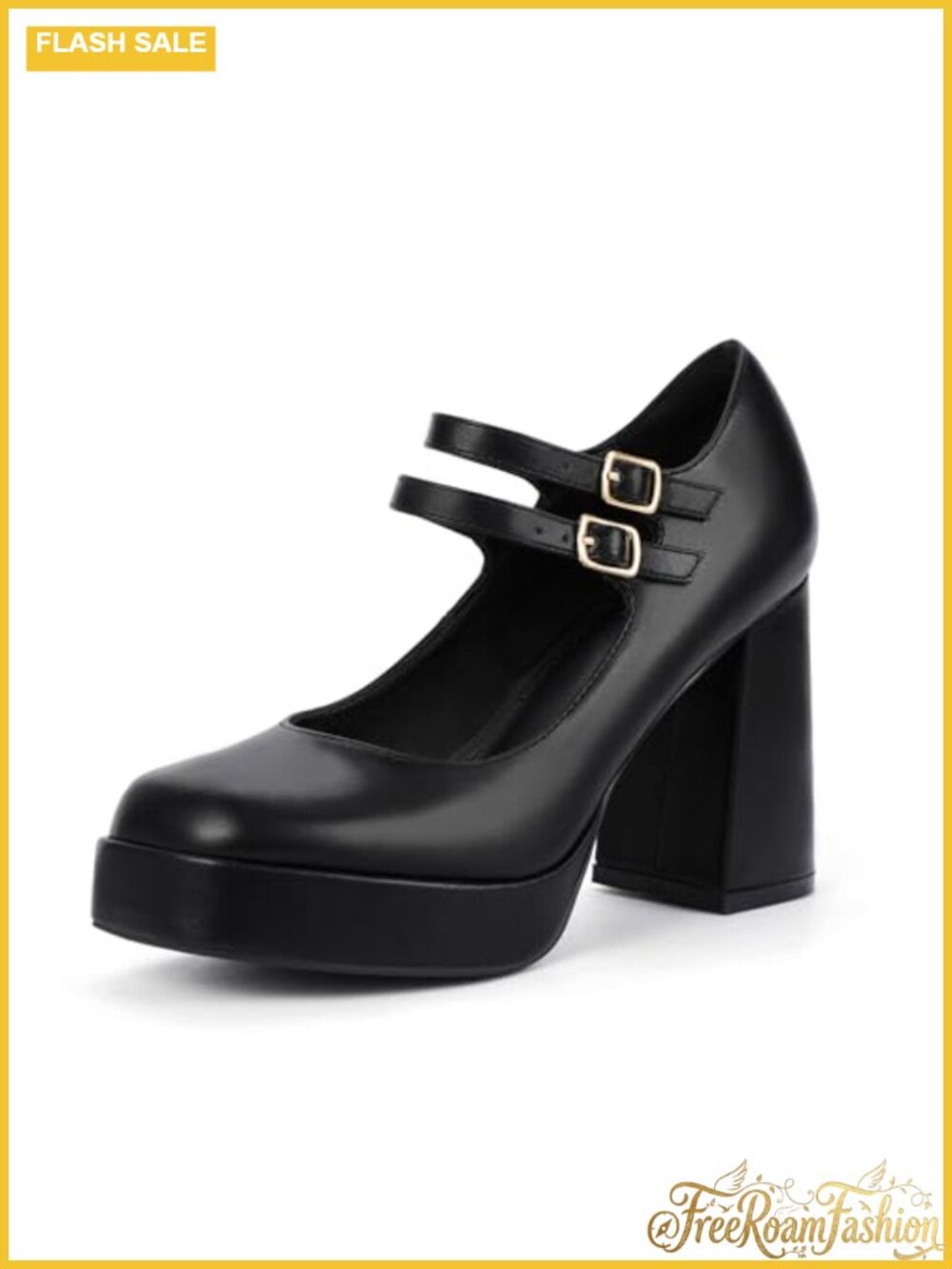 IDIFU IN4 Mary Jane Platform Chunky High Heels Closed Toe Square Toe Dress Pumps